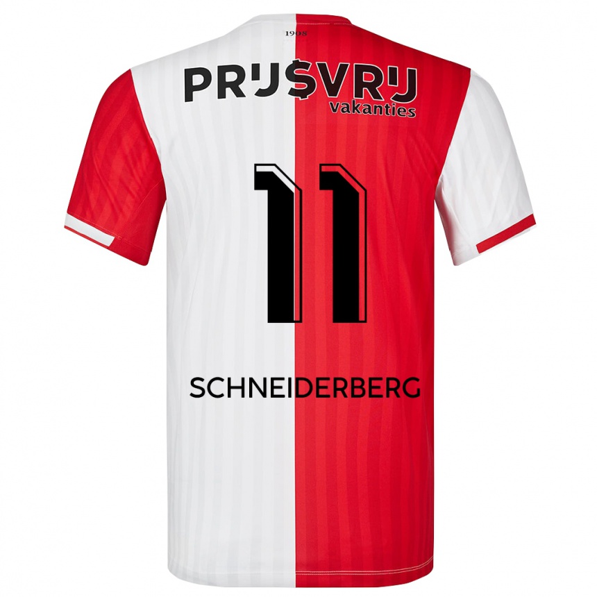 Niño Fútbol Camiseta July Schneiderberg #11 Rojo Blanco 1ª Equipación 2023/24 Perú