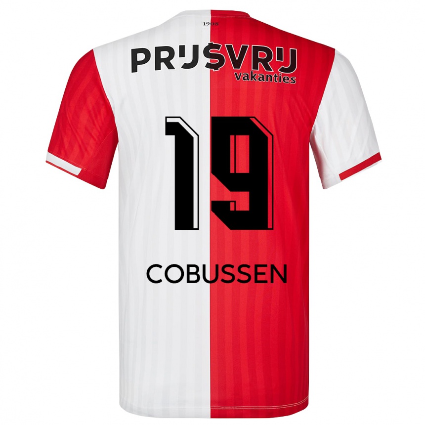 Niño Fútbol Camiseta Sophie Cobussen #19 Rojo Blanco 1ª Equipación 2023/24 Perú