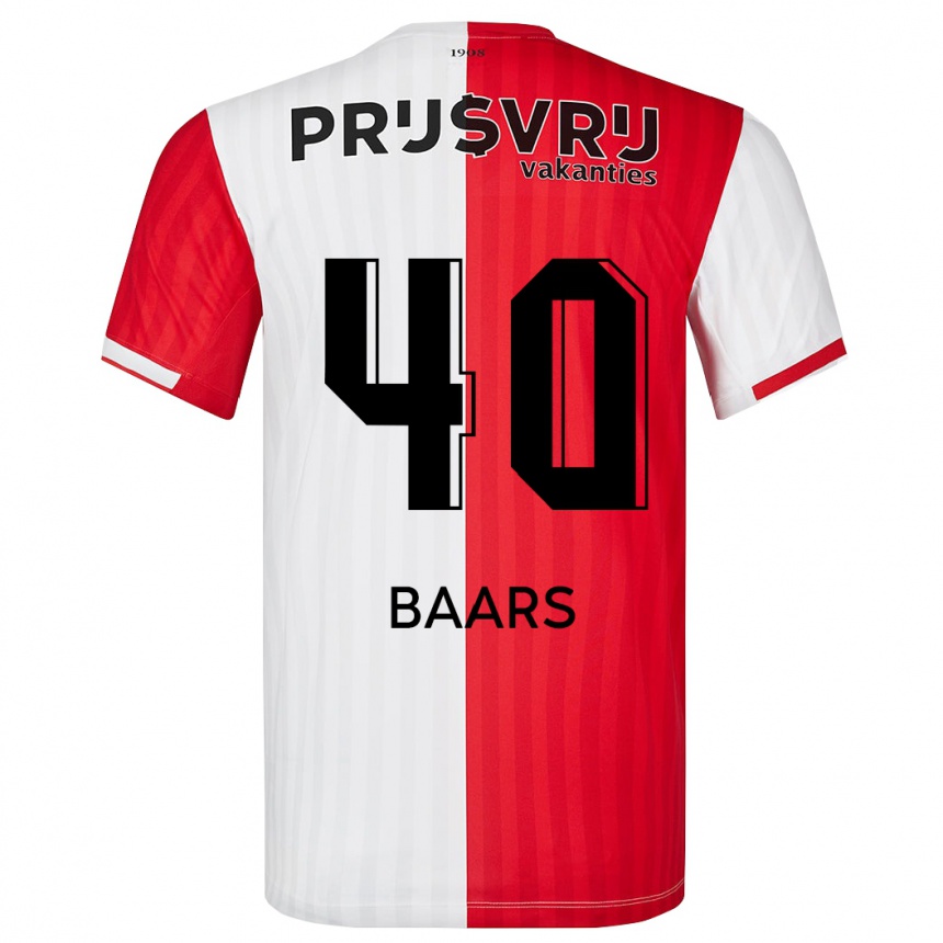 Niño Fútbol Camiseta Guus Baars #40 Rojo Blanco 1ª Equipación 2023/24 Perú