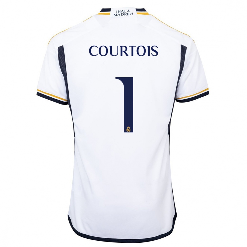 Niño Fútbol Camiseta Thibaut Courtois #1 Blanco 1ª Equipación 2023/24 Perú