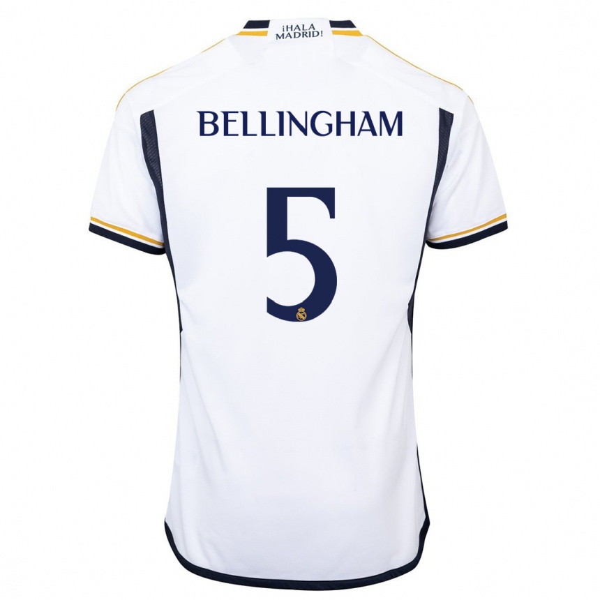 Niño Fútbol Camiseta Jude Bellingham #5 Blanco 1ª Equipación 2023/24 Perú