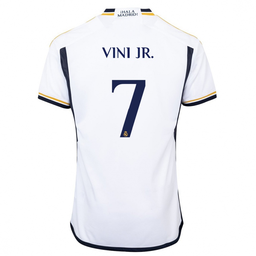 Niño Fútbol Camiseta Vinicius Junior #7 Blanco 1ª Equipación 2023/24 Perú