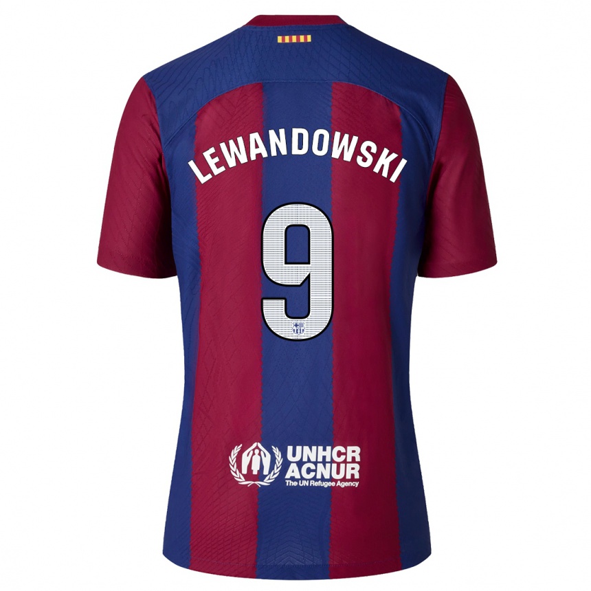 Niño Fútbol Camiseta Robert Lewandowski #9 Rojo Azul 1ª Equipación 2023/24 Perú