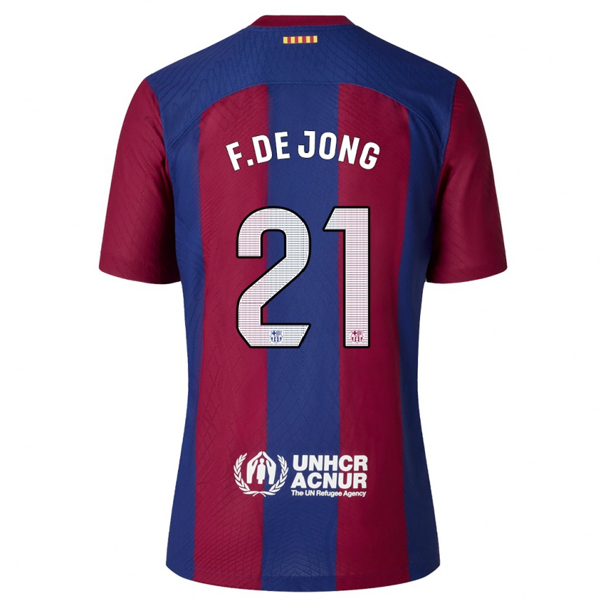 Niño Fútbol Camiseta Frenkie De Jong #21 Rojo Azul 1ª Equipación 2023/24 Perú