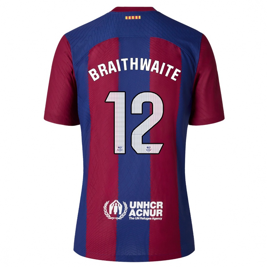 Niño Fútbol Camiseta Martin Braithwaite #12 Rojo Azul 1ª Equipación 2023/24 Perú