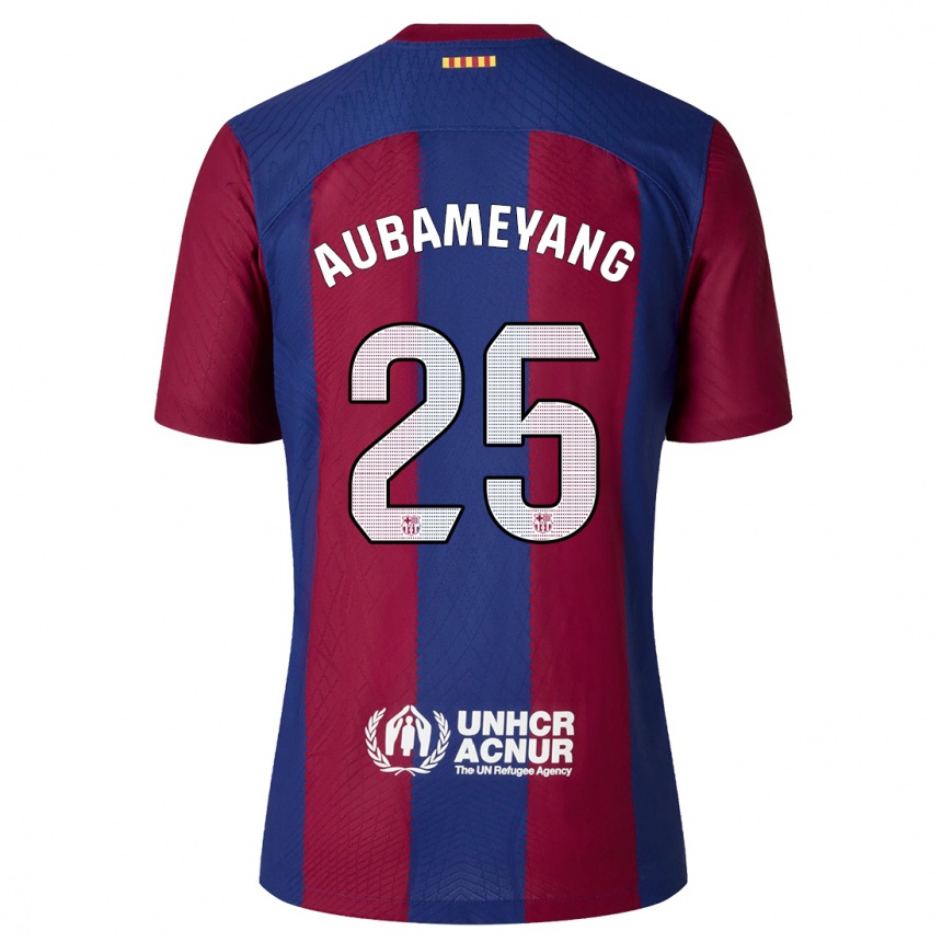 Niño Fútbol Camiseta Pierre Emerick Aubameyang #25 Rojo Azul 1ª Equipación 2023/24 Perú