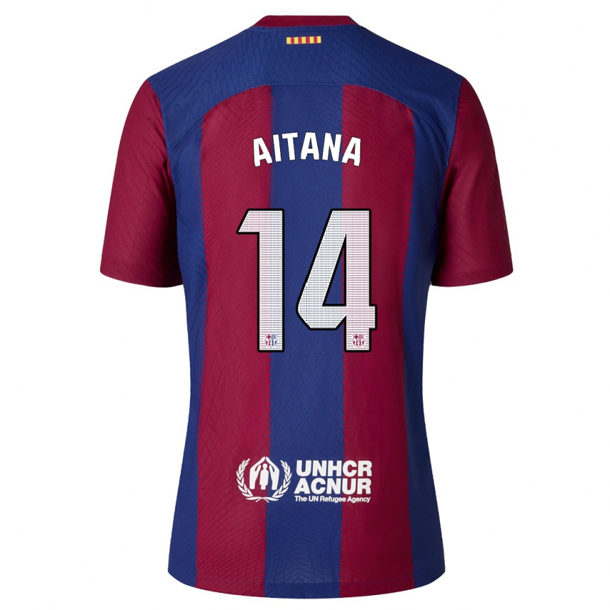 Niño Fútbol Camiseta Aitana Bonmati #14 Rojo Azul 1ª Equipación 2023/24 Perú