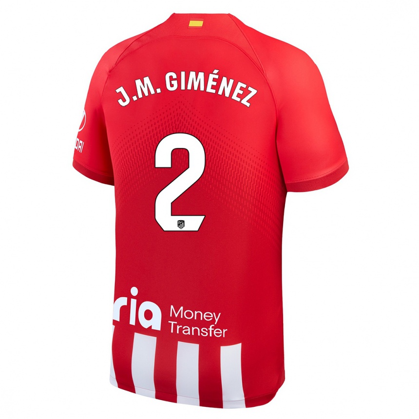 Niño Fútbol Camiseta José María Giménez #2 Rojo Blanco 1ª Equipación 2023/24 Perú