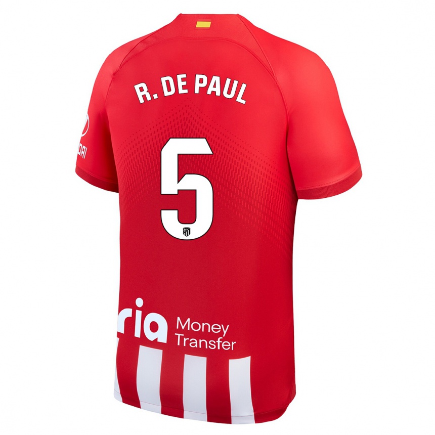 Niño Fútbol Camiseta Rodrigo De Paul #5 Rojo Blanco 1ª Equipación 2023/24 Perú