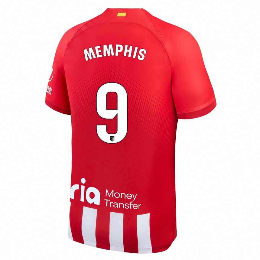 Niño Fútbol Camiseta Memphis Depay #9 Rojo Blanco 1ª Equipación 2023/24 Perú