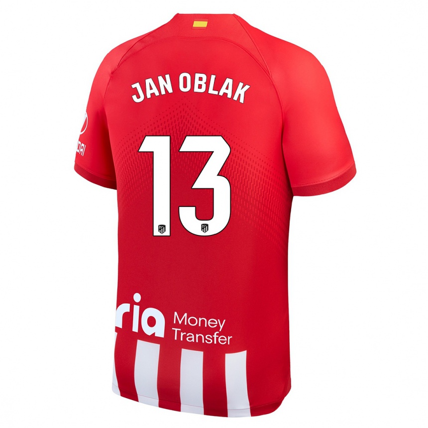 Niño Fútbol Camiseta Jan Oblak #13 Rojo Blanco 1ª Equipación 2023/24 Perú