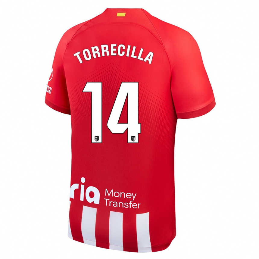 Niño Fútbol Camiseta Virginia Torrecilla #14 Rojo Blanco 1ª Equipación 2023/24 Perú