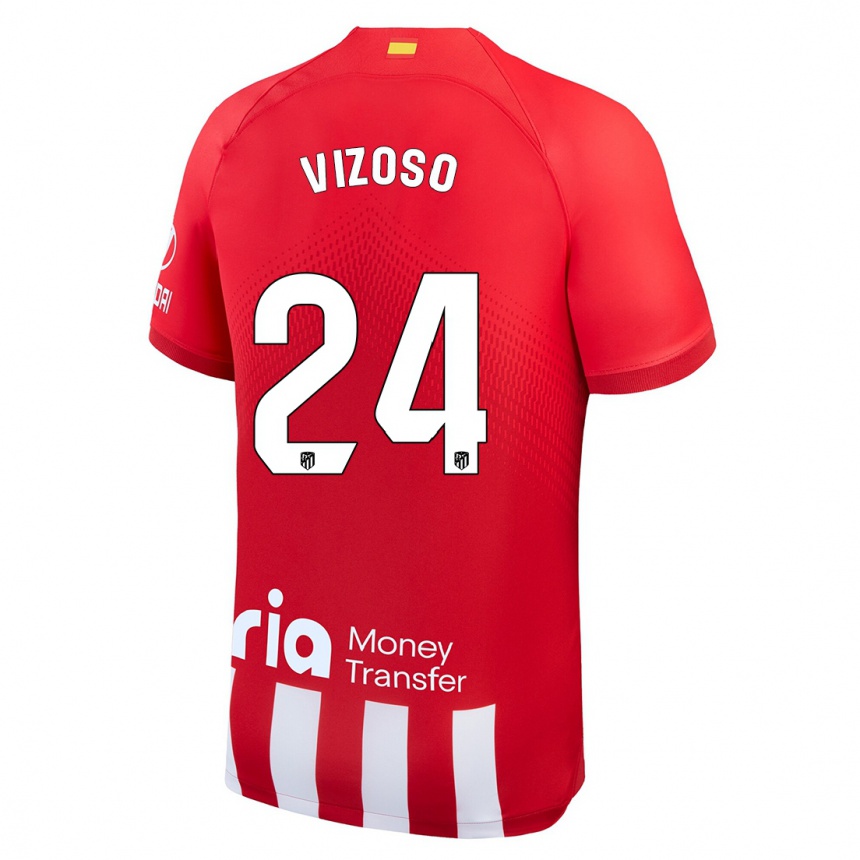 Niño Fútbol Camiseta Paula Vizoso #24 Rojo Blanco 1ª Equipación 2023/24 Perú