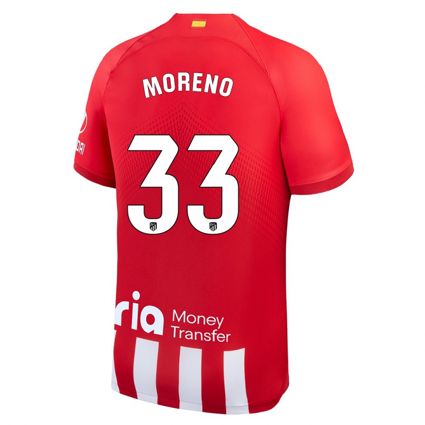 Niño Fútbol Camiseta Alberto Moreno #33 Rojo Blanco 1ª Equipación 2023/24 Perú