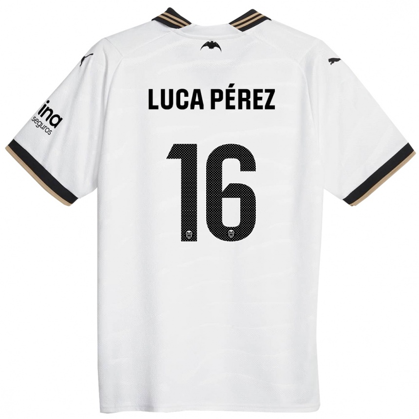 Niño Fútbol Camiseta Simón Luca Pérez #16 Blanco 1ª Equipación 2023/24 Perú