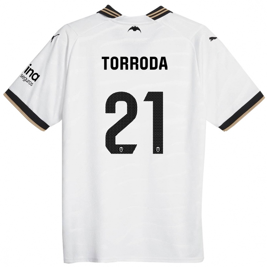 Niño Fútbol Camiseta Anna Torroda #21 Blanco 1ª Equipación 2023/24 Perú