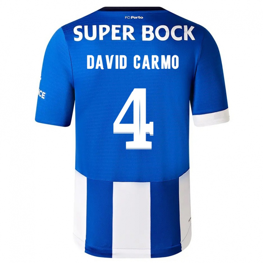 Niño Fútbol Camiseta David Carmo #4 Azul Blanco 1ª Equipación 2023/24 Perú