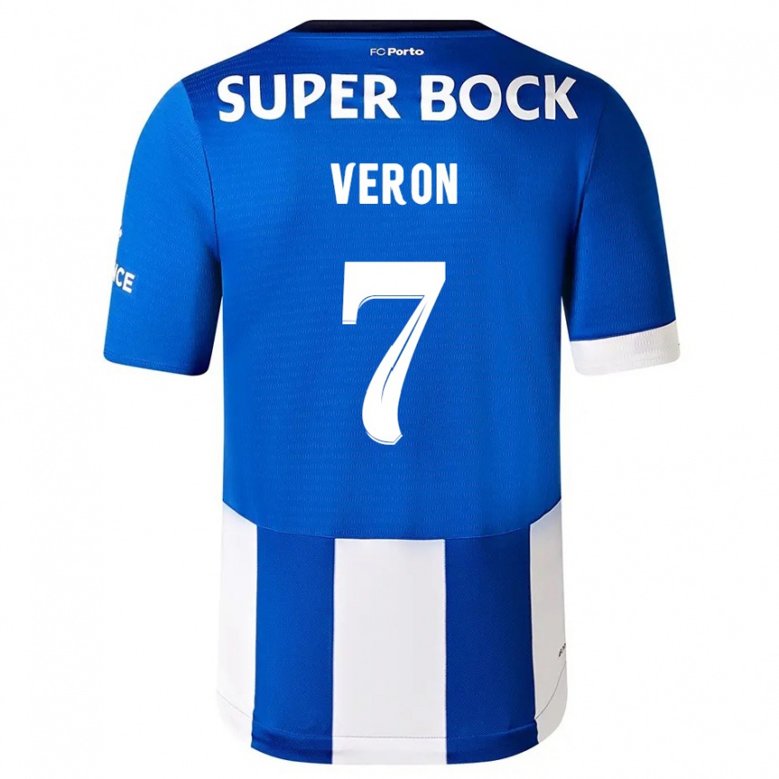 Niño Fútbol Camiseta Gabriel Veron #7 Azul Blanco 1ª Equipación 2023/24 Perú