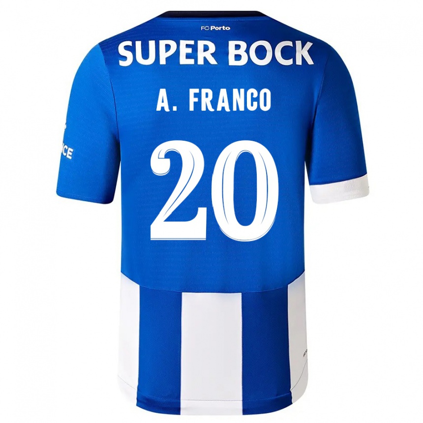 Niño Fútbol Camiseta Andre Franco #20 Azul Blanco 1ª Equipación 2023/24 Perú