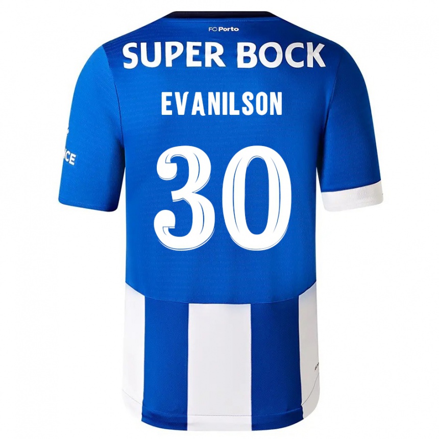 Niño Fútbol Camiseta Evanilson #30 Azul Blanco 1ª Equipación 2023/24 Perú