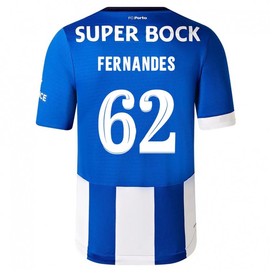 Niño Fútbol Camiseta Rodrigo Fernandes #62 Azul Blanco 1ª Equipación 2023/24 Perú