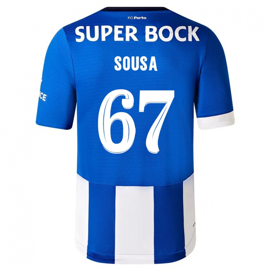 Niño Fútbol Camiseta Vasco Sousa #67 Azul Blanco 1ª Equipación 2023/24 Perú