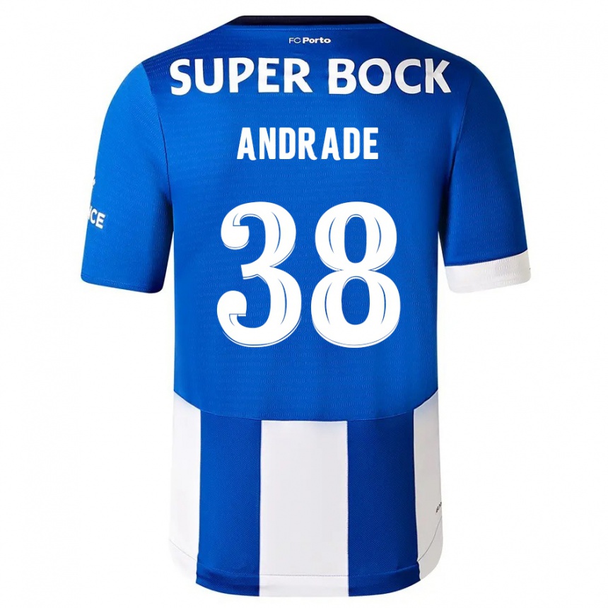 Niño Fútbol Camiseta Fernando Andrade #38 Azul Blanco 1ª Equipación 2023/24 Perú