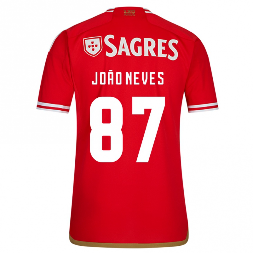 Niño Fútbol Camiseta João Neves #87 Rojo 1ª Equipación 2023/24 Perú