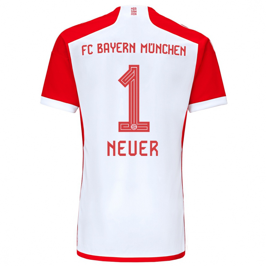 Niño Fútbol Camiseta Manuel Neuer #1 Rojo Blanco 1ª Equipación 2023/24 Perú