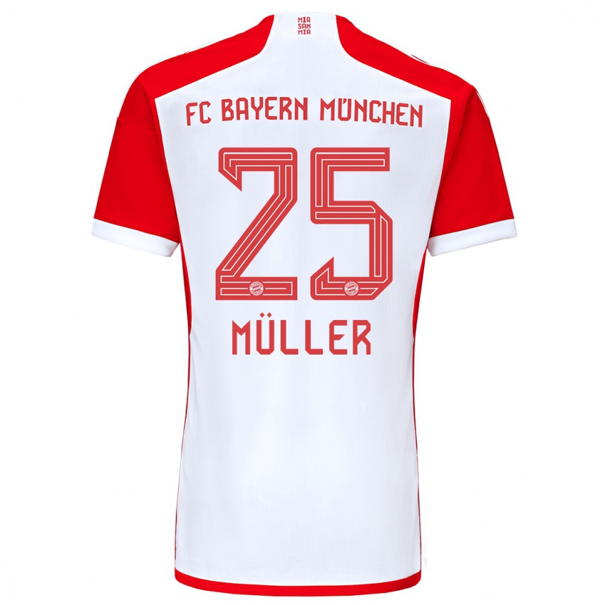 Niño Fútbol Camiseta Thomas Muller #25 Rojo Blanco 1ª Equipación 2023/24 Perú