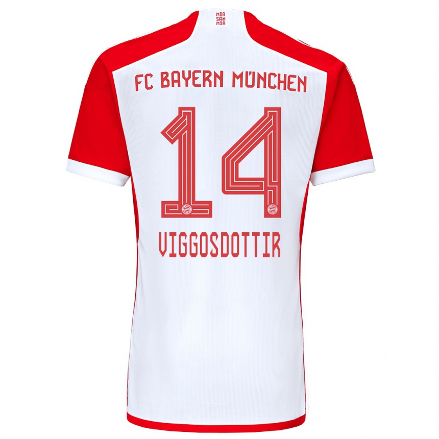 Niño Fútbol Camiseta Glodis Perla Viggosdottir #14 Rojo Blanco 1ª Equipación 2023/24 Perú