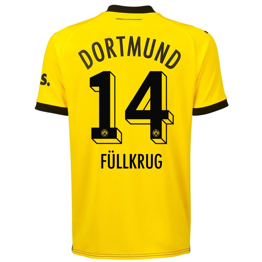 Niño Fútbol Camiseta Niclas Füllkrug #14 Amarillo 1ª Equipación 2023/24 Perú