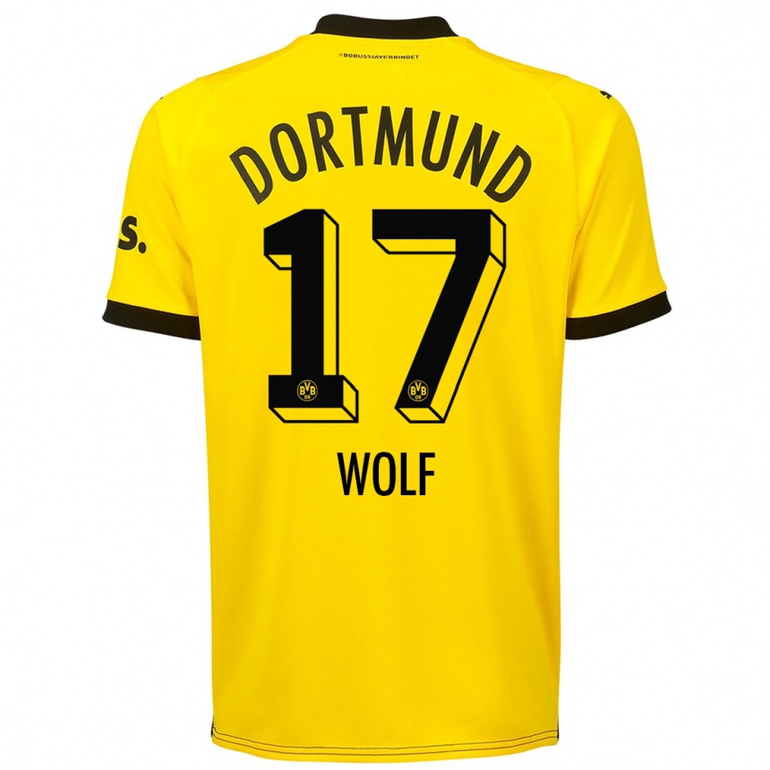 Niño Fútbol Camiseta Marius Wolf #17 Amarillo 1ª Equipación 2023/24 Perú