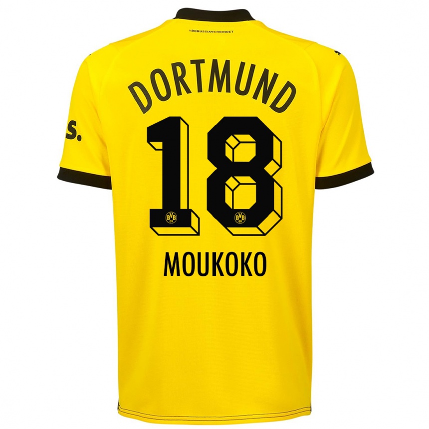 Niño Fútbol Camiseta Youssoufa Moukoko #18 Amarillo 1ª Equipación 2023/24 Perú