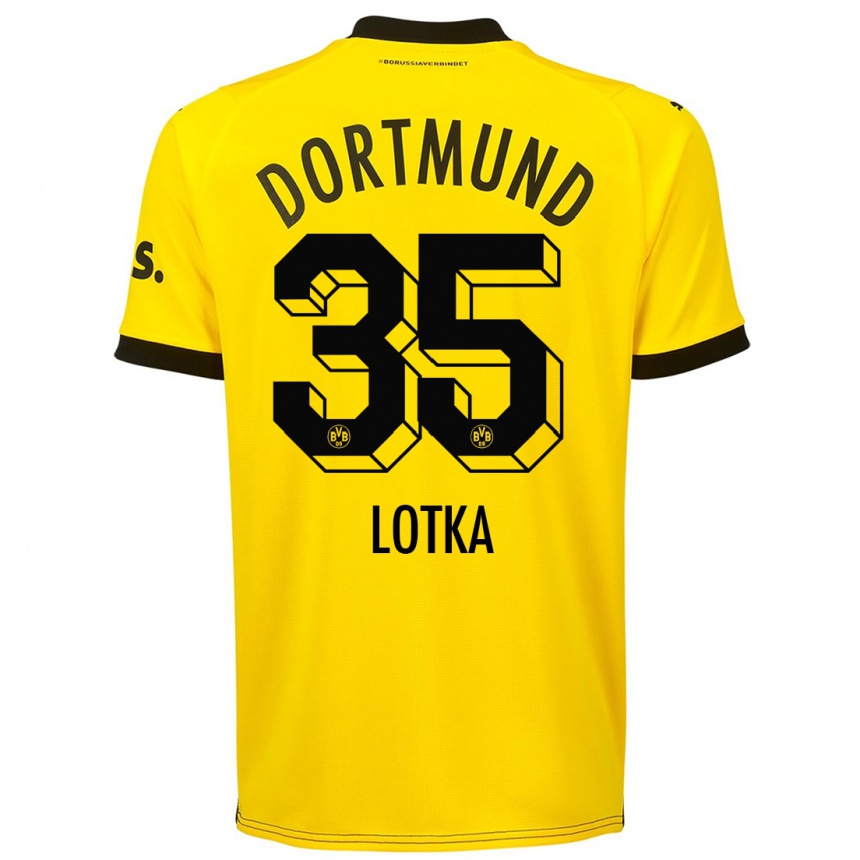 Niño Fútbol Camiseta Marcel Lotka #35 Amarillo 1ª Equipación 2023/24 Perú