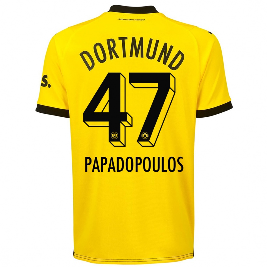 Niño Fútbol Camiseta Antonios Papadopoulos #47 Amarillo 1ª Equipación 2023/24 Perú