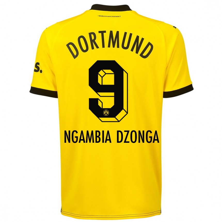 Niño Fútbol Camiseta Diego Ngambia Dzonga #9 Amarillo 1ª Equipación 2023/24 Perú