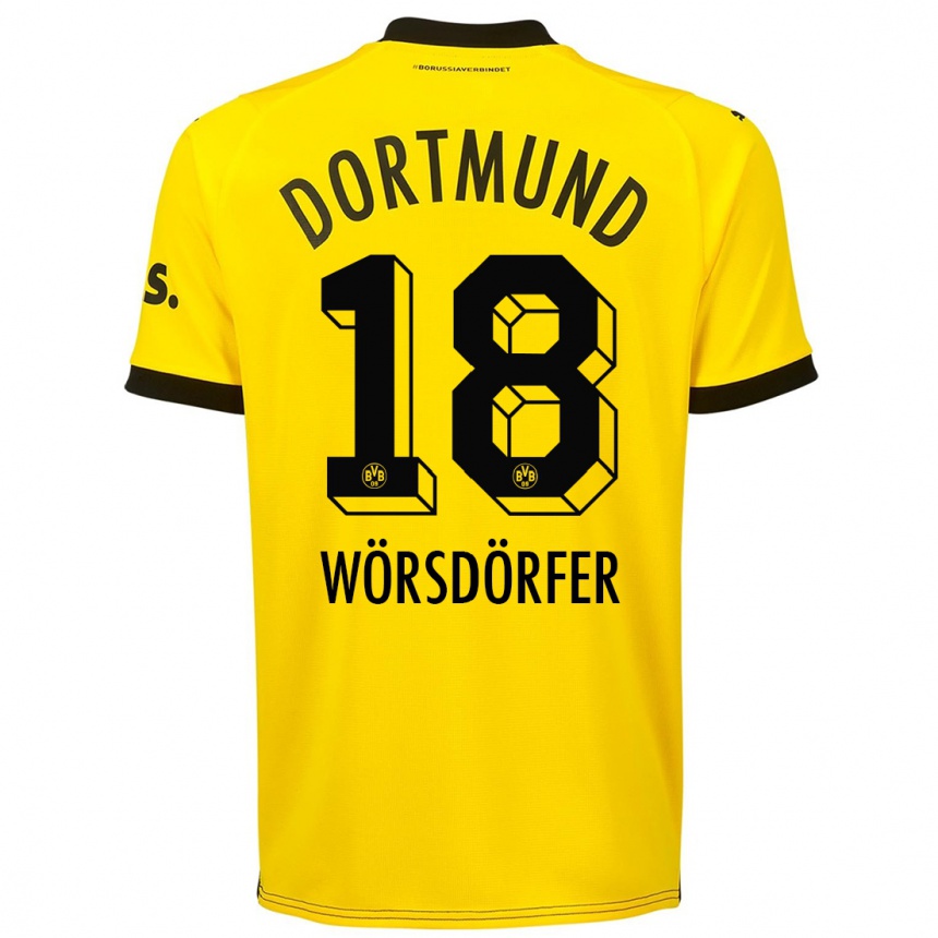 Niño Fútbol Camiseta Len Wörsdörfer #18 Amarillo 1ª Equipación 2023/24 Perú