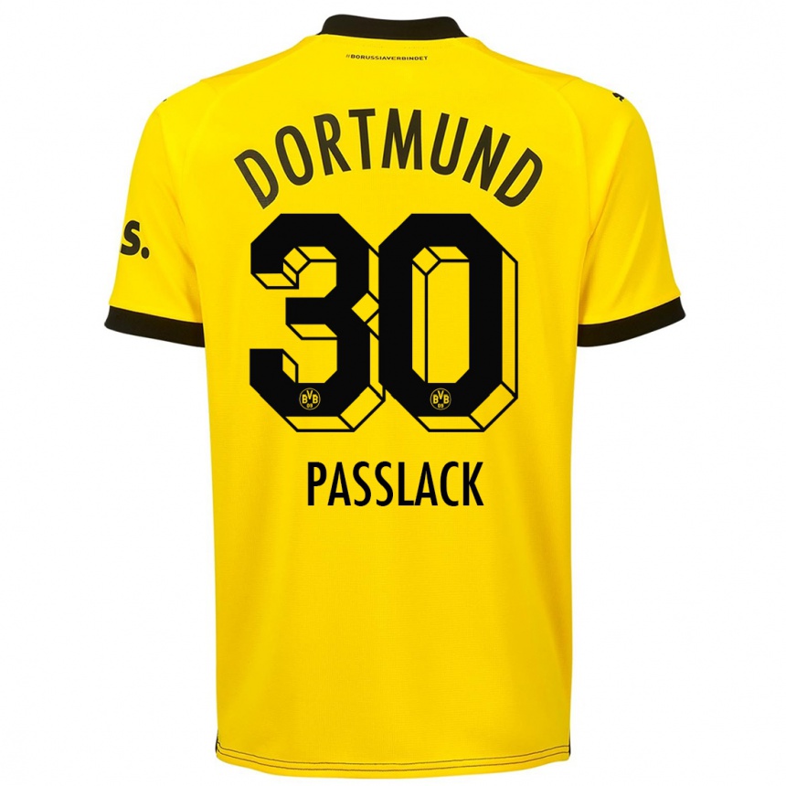 Niño Fútbol Camiseta Felix Passlack #30 Amarillo 1ª Equipación 2023/24 Perú