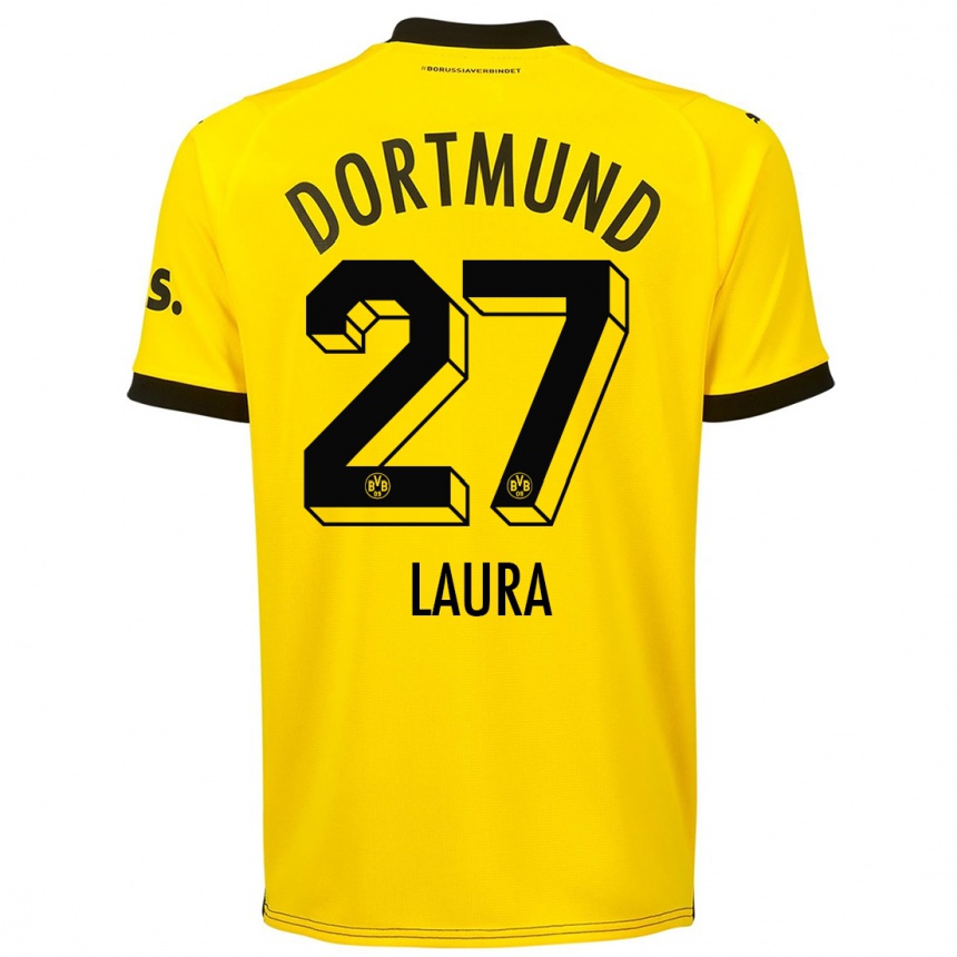 Niño Fútbol Camiseta Van Der Heijden Laura #27 Amarillo 1ª Equipación 2023/24 Perú