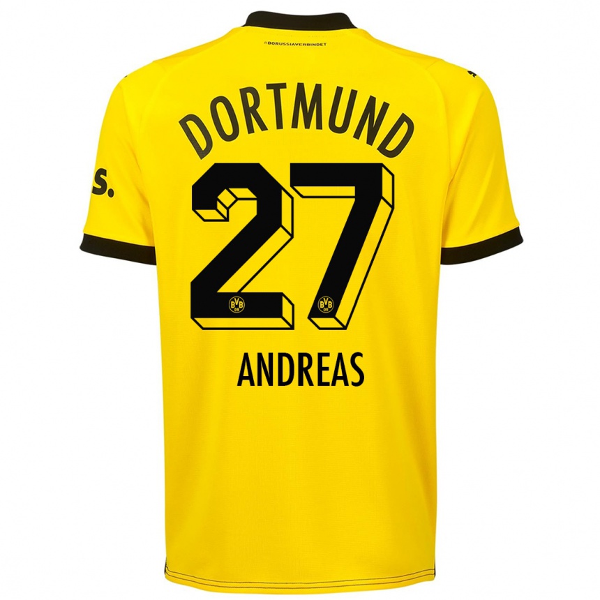 Niño Fútbol Camiseta Kuno Andreas #27 Amarillo 1ª Equipación 2023/24 Perú