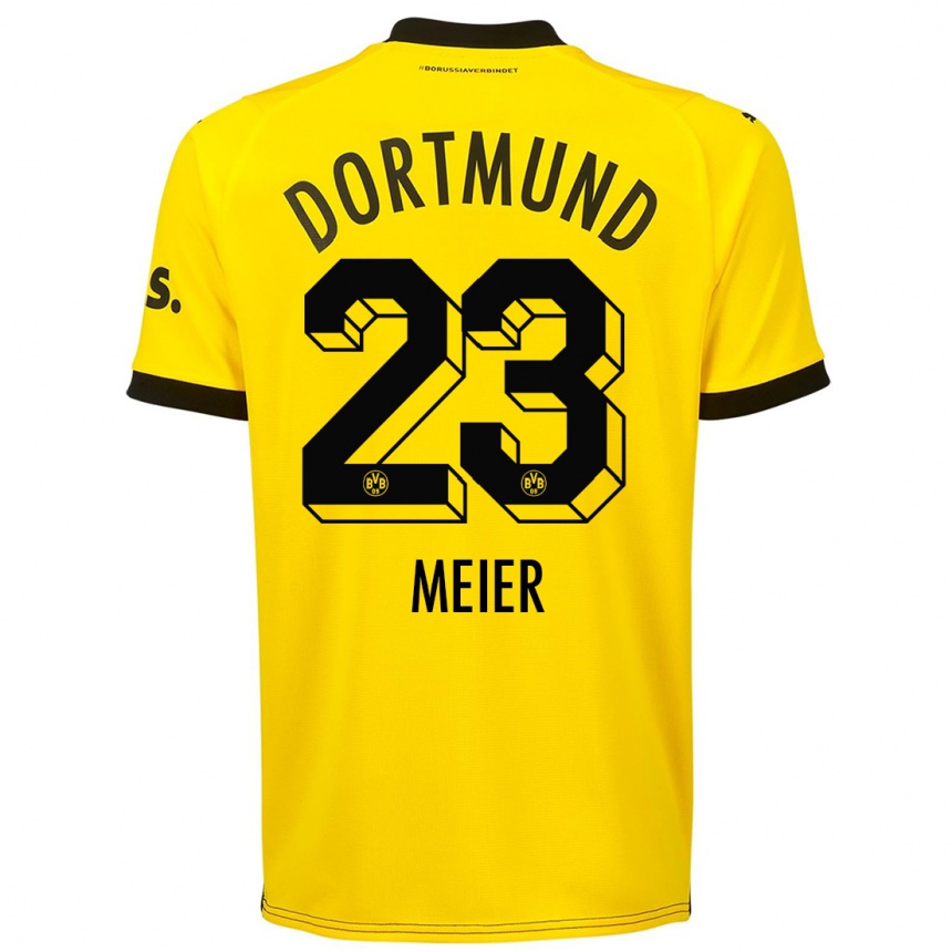 Niño Fútbol Camiseta Maximilian Meier #23 Amarillo 1ª Equipación 2023/24 Perú