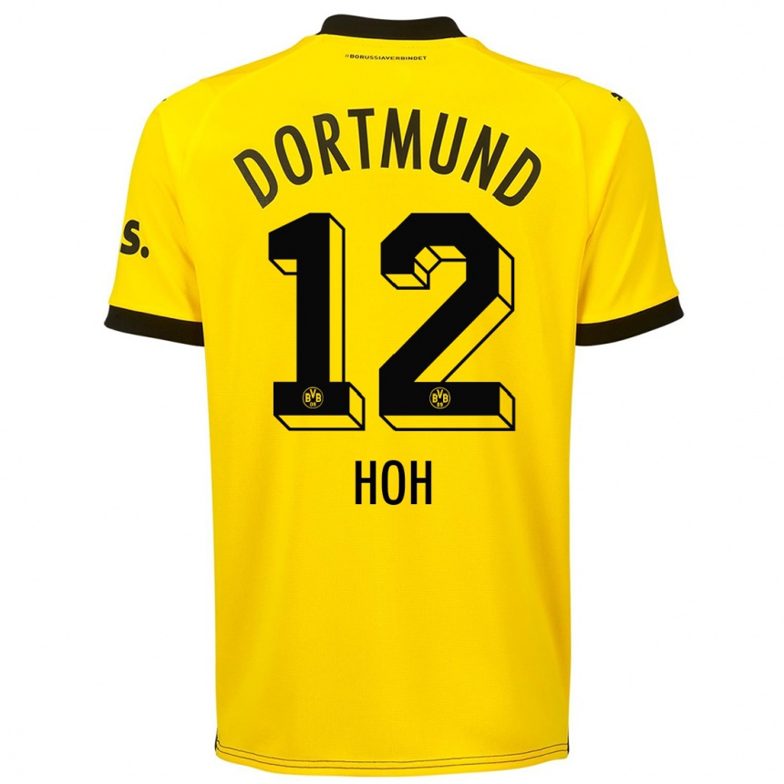 Niño Fútbol Camiseta Hendrik Hoh #12 Amarillo 1ª Equipación 2023/24 Perú