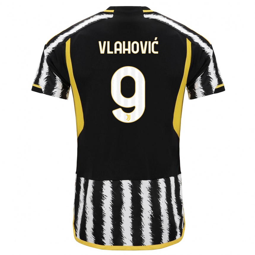 Niño Fútbol Camiseta Dusan Vlahovic #9 Blanco Negro 1ª Equipación 2023/24 Perú