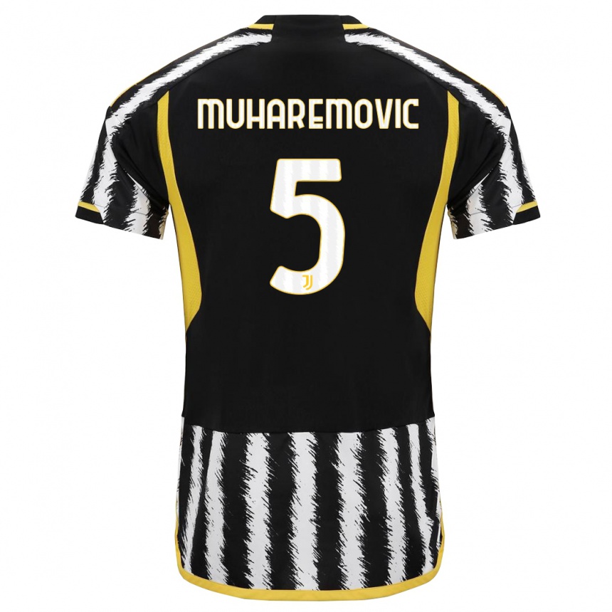 Niño Fútbol Camiseta Tarik Muharemovic #5 Blanco Negro 1ª Equipación 2023/24 Perú