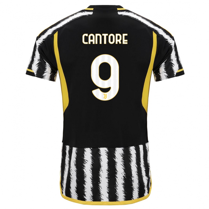 Niño Fútbol Camiseta Sofia Cantore #9 Blanco Negro 1ª Equipación 2023/24 Perú