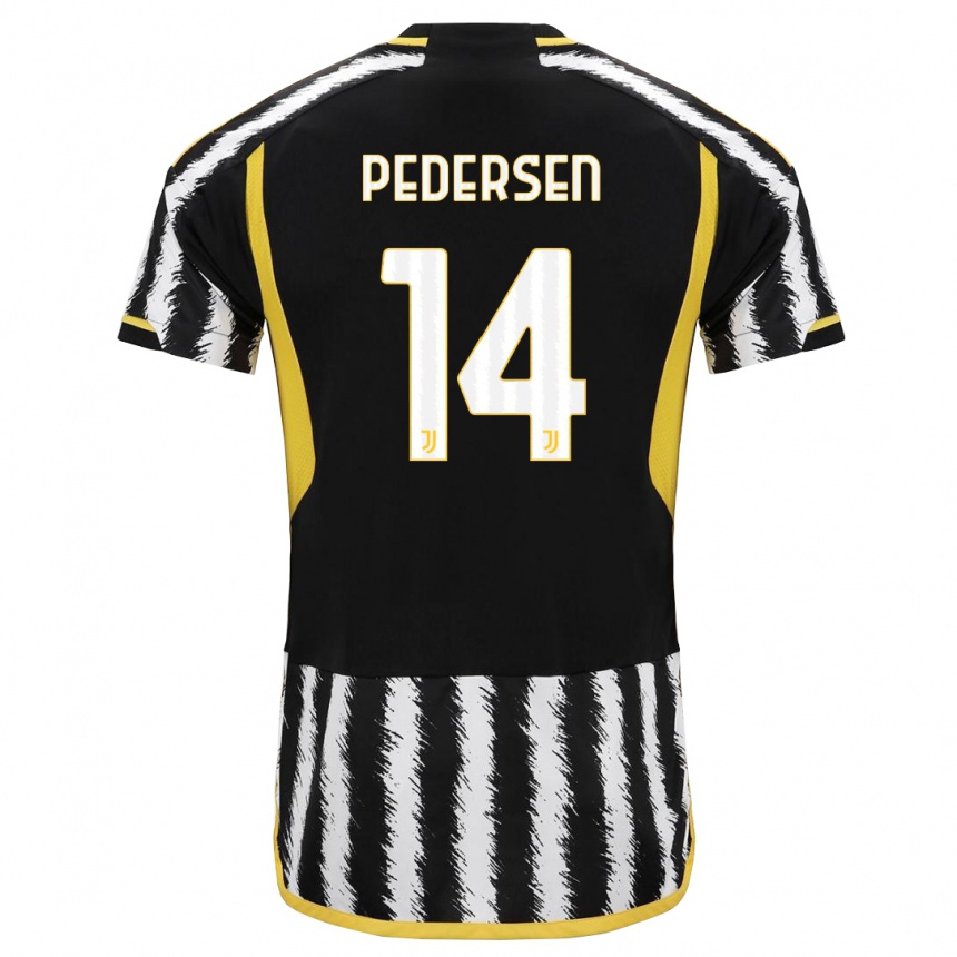 Niño Fútbol Camiseta Sofie Junge Pedersen #14 Blanco Negro 1ª Equipación 2023/24 Perú