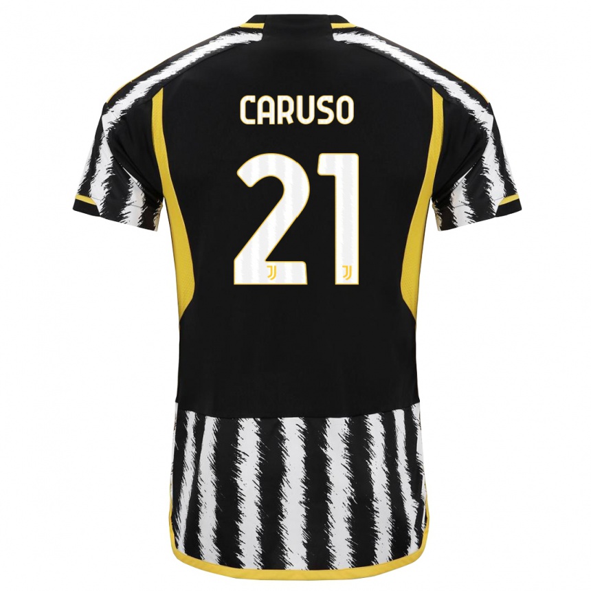 Niño Fútbol Camiseta Arianna Caruso #21 Blanco Negro 1ª Equipación 2023/24 Perú