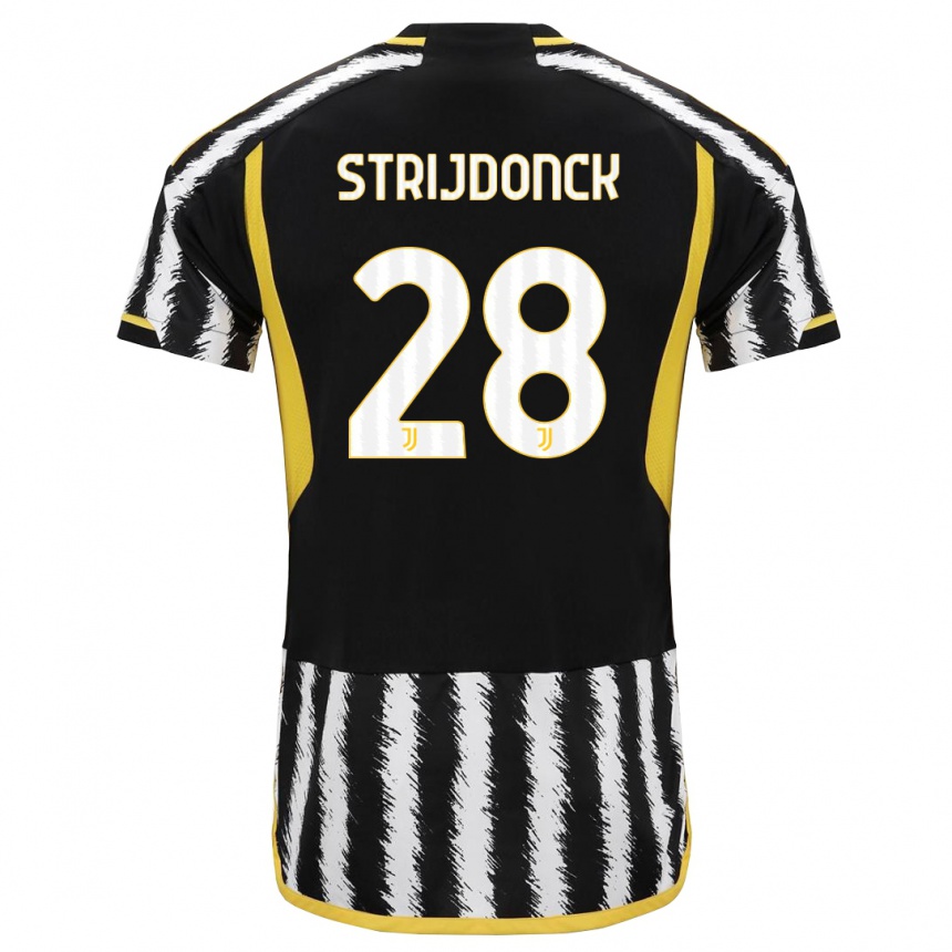 Niño Fútbol Camiseta Bayron Strijdonck #28 Blanco Negro 1ª Equipación 2023/24 Perú