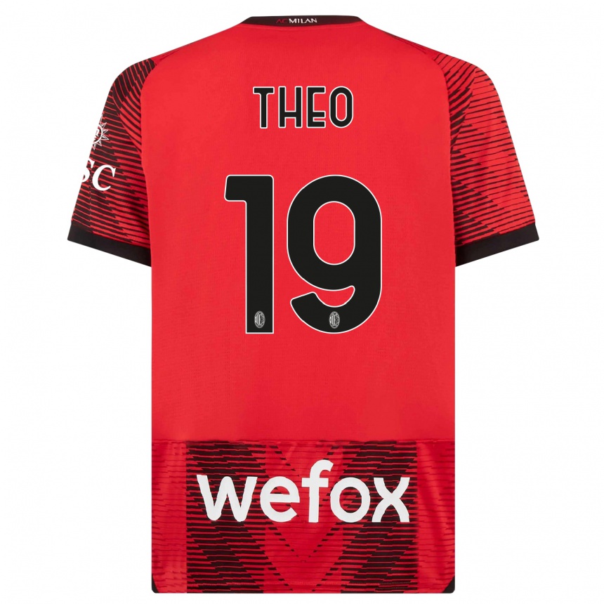 Niño Fútbol Camiseta Theo Hernandez #19 Negro Rojo 1ª Equipación 2023/24 Perú